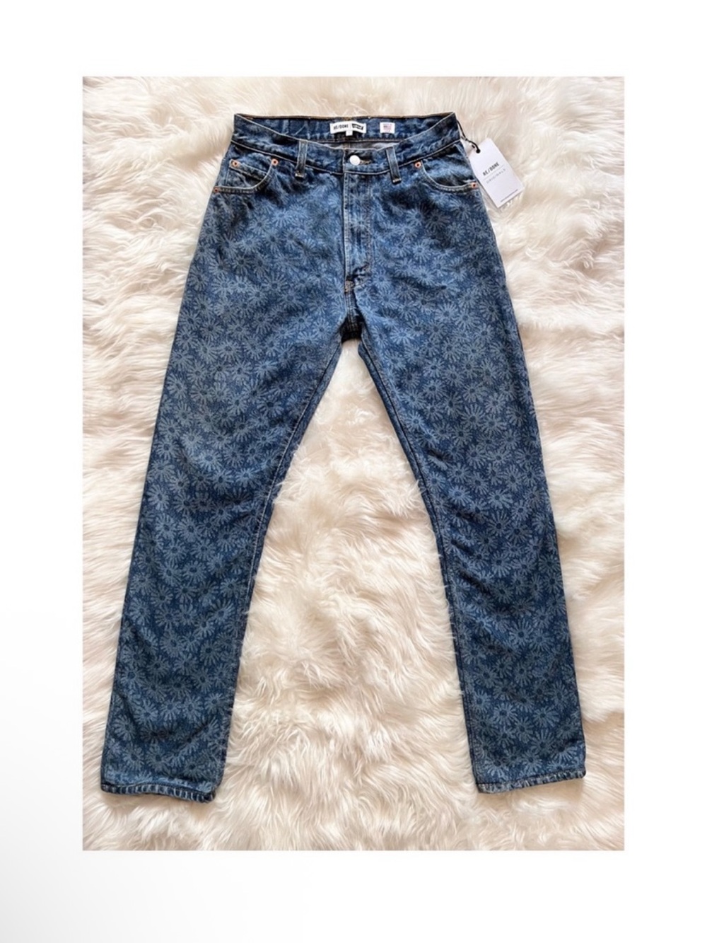 New! Rare RE/DONE x Levi's Collection 70s Retro Floral High Waist Straight Jeans